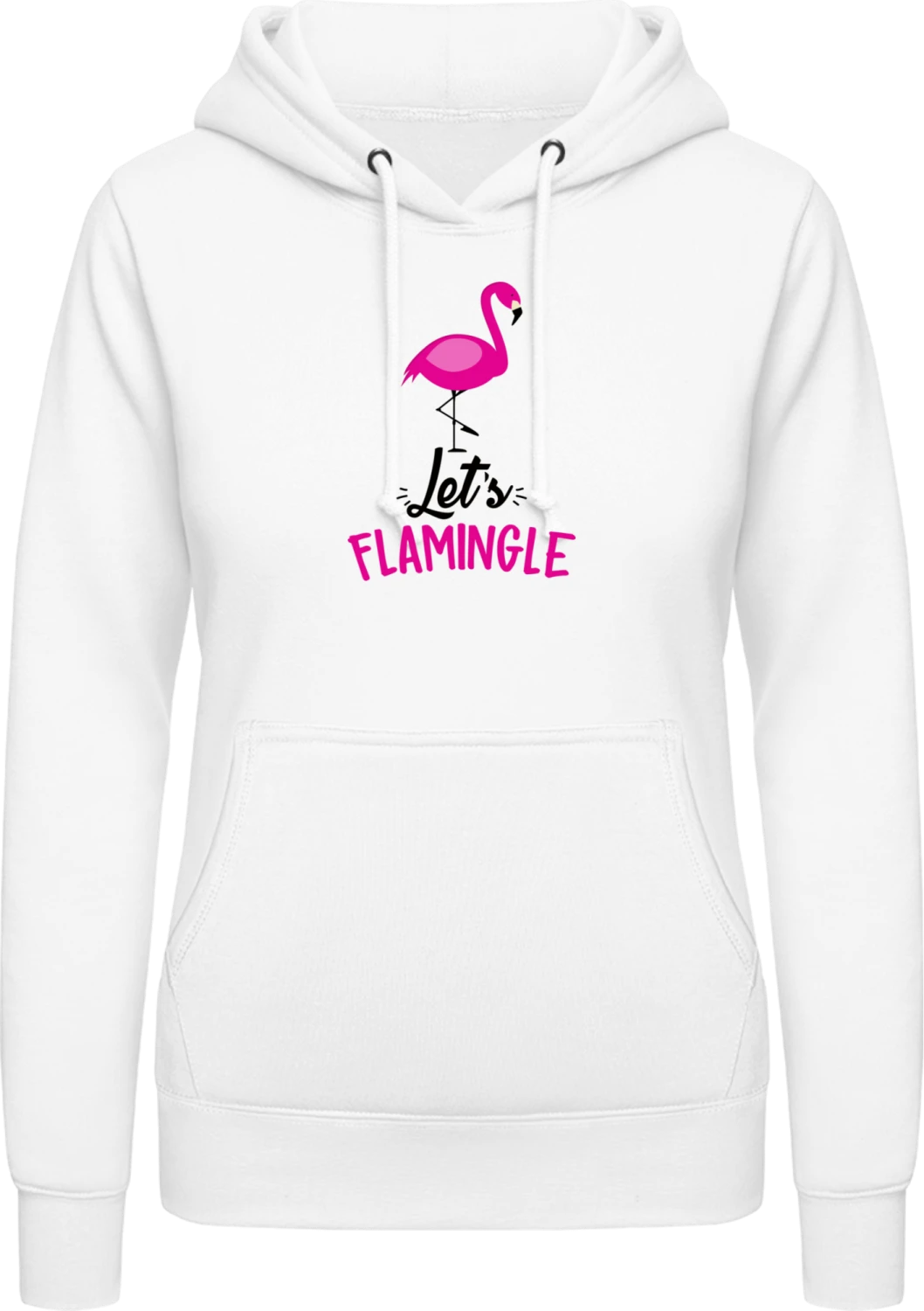 Let`s Flamingle - Arctic white AWDis ladies hoodie - Front